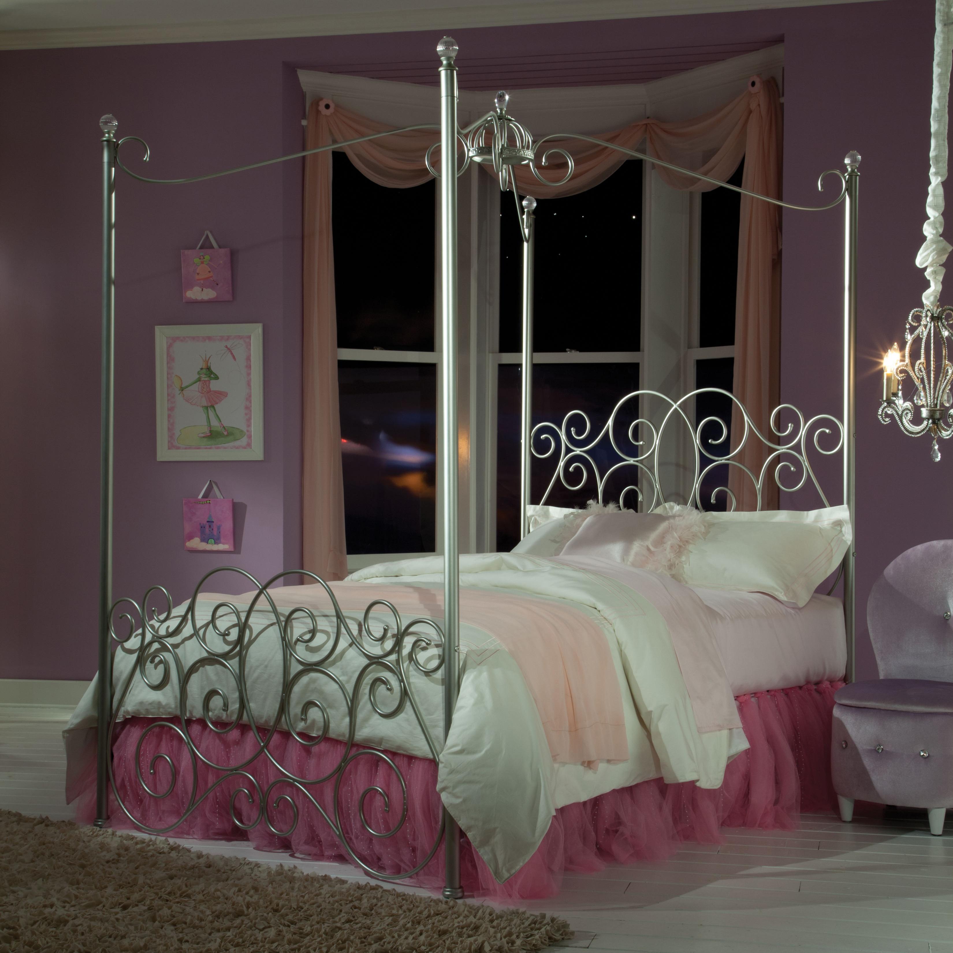 Full Metal Canopy Bed with Clear Post Finials by Standard Furniture